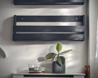 Wall mounted hallway rustic shoe rack- Black ash