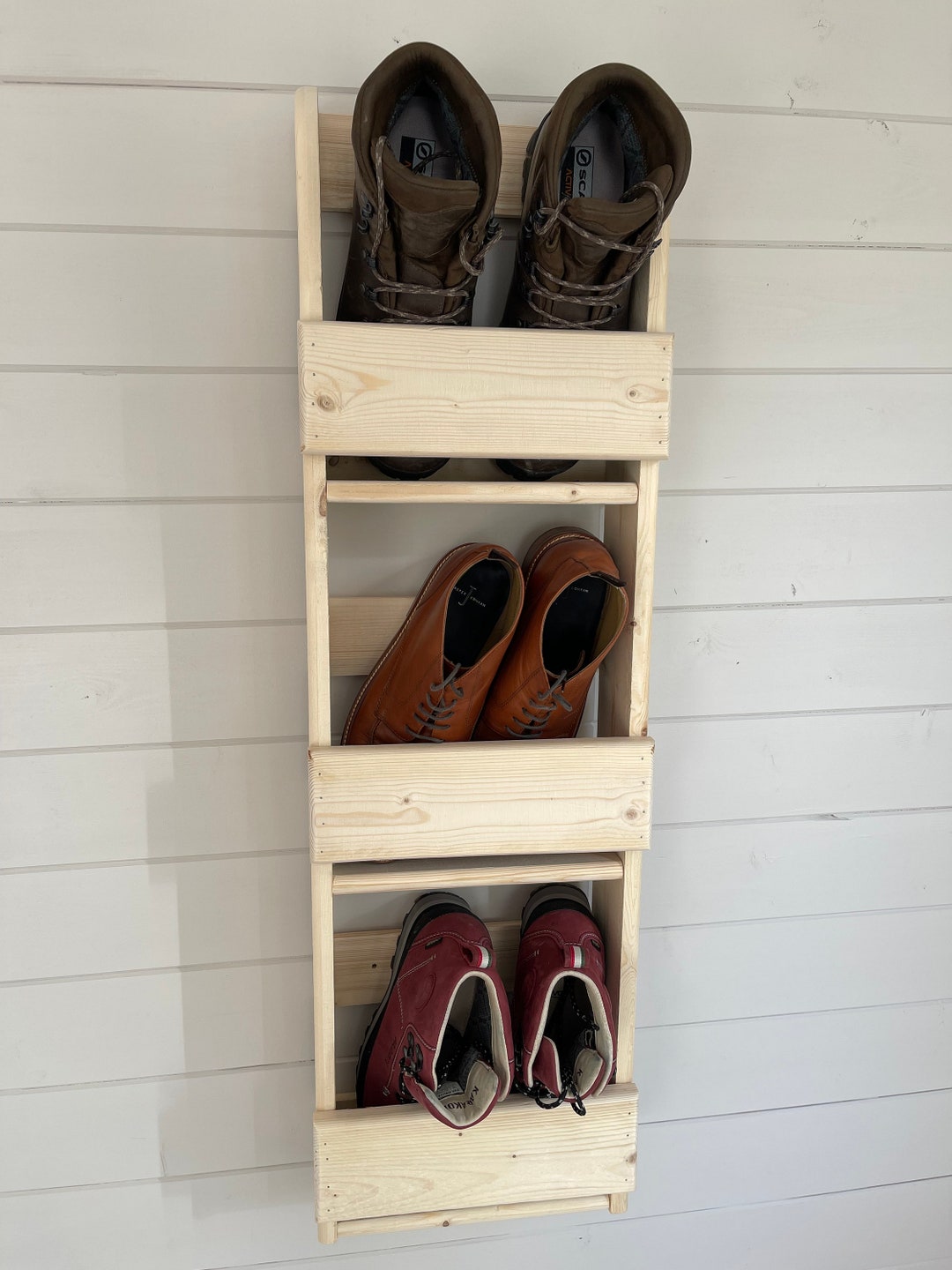 Vertical Shoe Racks Natural Wood Etsy UK