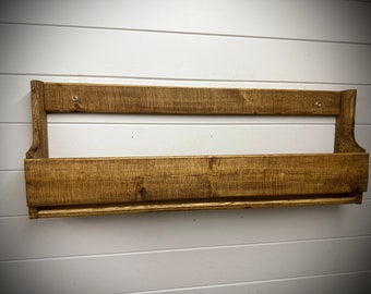 Shaped Wall mounted hallway rustic shoe rack- Dark oak