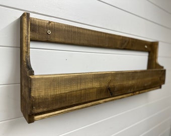 Shaped Wall mounted hallway rustic shoe rack- Jacobean