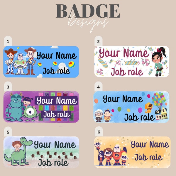 Badge personnalisé Pixar pour soins infirmiers inspiré de Disney