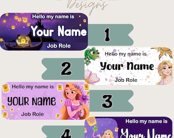 RAPUNZEL Inspired Personalised name badge. Nursing, Doctor, Student, Teacher, Healthcare, Midwife, Dentist, Health Visitor, Paramedic