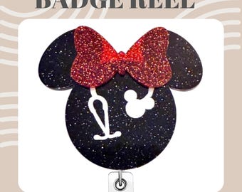Nursing Medical Black Minnie Name Badge Reel: Essential accessory for Nurses, Vets, Paramedics, Students.