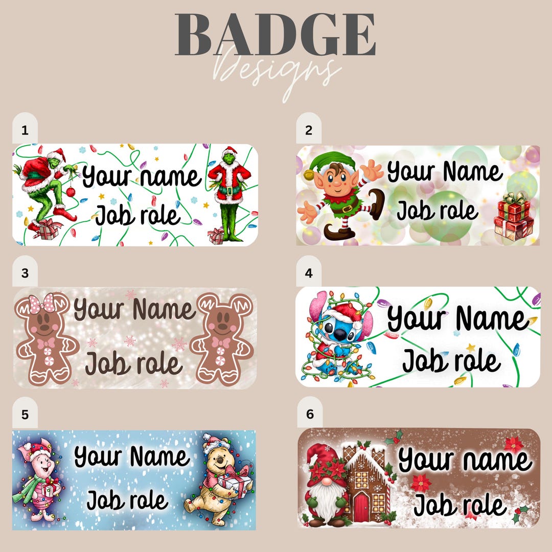 Character Christmas Name Badges 1 - Etsy UK