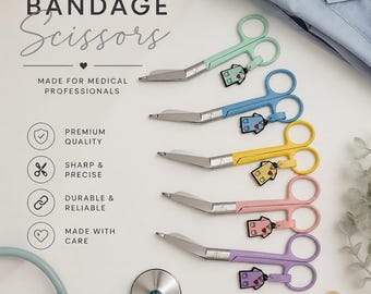 Nurse Bandage Scissors | Coloured Trauma Scissors | Stainless Steel Medical Scissors | Nurse Gift | Scrub Charm