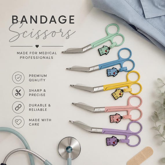 Nurse Bandage Scissors | Coloured Trauma Scissors | Stainless Steel Medical Scissors | Nurse Gift | Scrub Charm