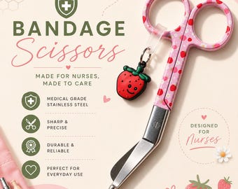 Zomeraardbei verbandschaar | Verpleegkundige schaar met aardbeibedel | Medische schaar | Schaar | Cadeau NHS-verpleegkundige | EHBO