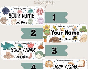 Character MIX JELLY TOY Personalised name badge. Nursing, Doctor, Student, Teacher, Healthcare, Midwife, Dentist, Paramedic