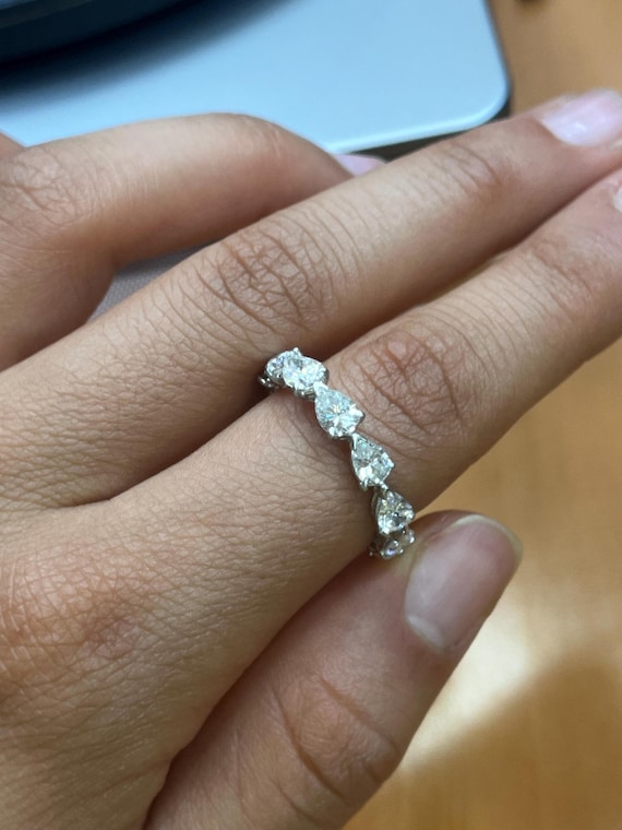 Platinum Pear Shaped Diamond Wedding Band