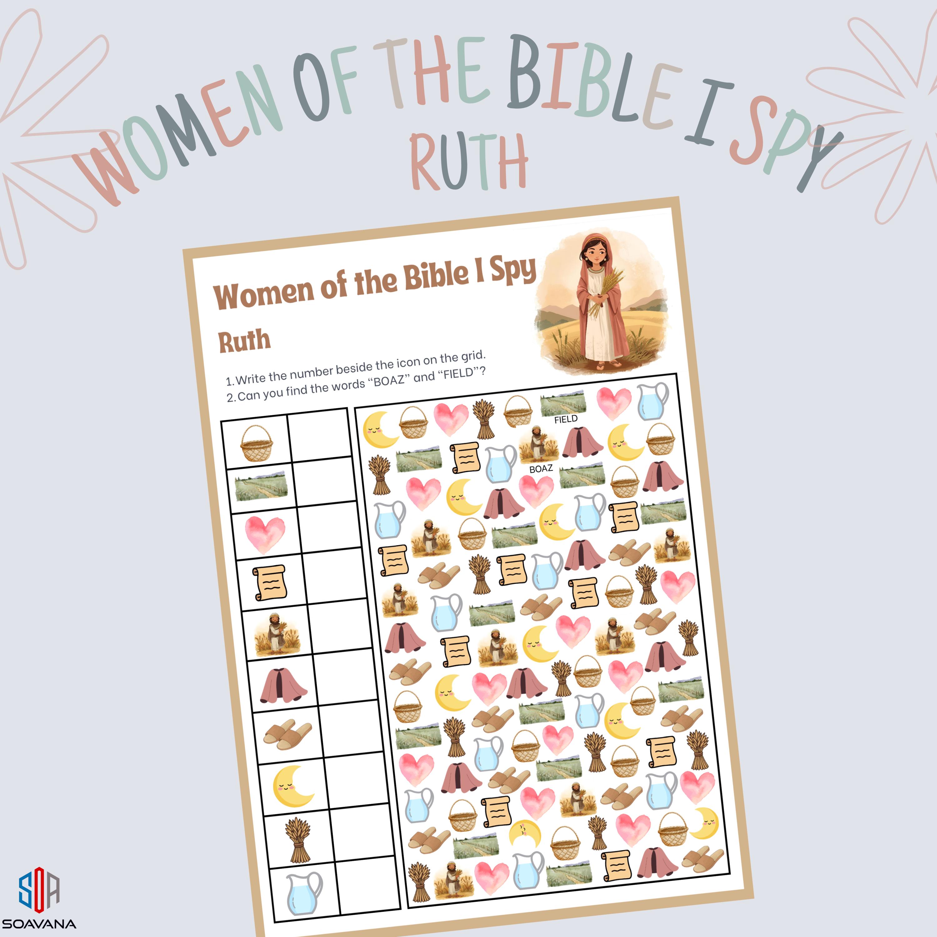 Ruth Bible I Spy Printable|bible Story Activity for Kids|sunday Home ...