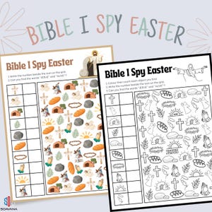 Bible I Spy Easter Activity Printable for Kids|Christian Jesus Resurrection Game| I Spy Worksheet|Sunday School Printable|Fun Games Activity