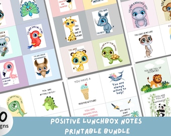 60 Lunchbox Note Cards, Printable Lunchbox Notes For Kids, Kids Lunchbox Notes Printable,Encouragement Cards,Kids Positive Affirmation Cards