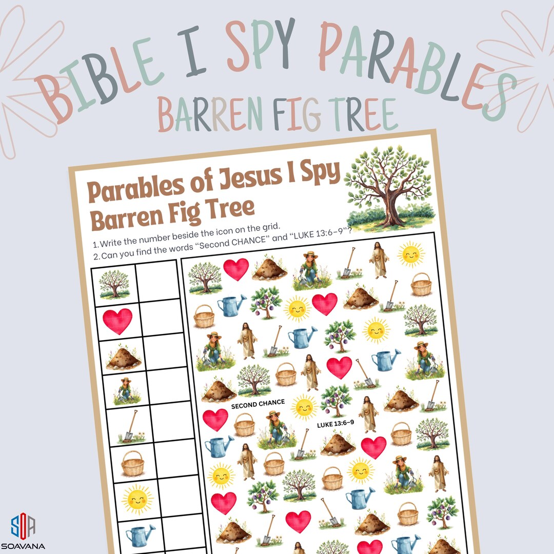 Bible I Spy Bear Good Fruit Printable Kids Activity Jesus Parable ...