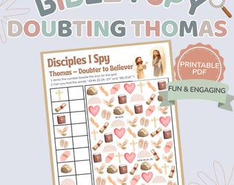 Bible I Spy Doubting Thomas Printable Kids Activity Jesus Appears Sunday School Homeschool Faith Lesson Game