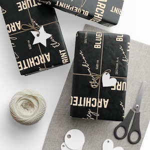 Papel de regalo personalizado con plano arquitectónico, envoltorio de regalo con nombre personalizado