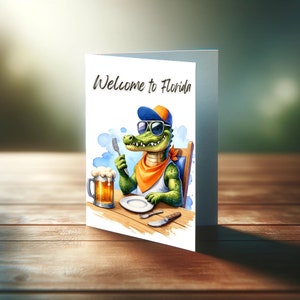 Carte de bienvenue en Floride, tropicale, bonne retraite, carte de voeux vierge, déménagement dans le Sunshine State, téléchargeable, cadeaux pour eux.