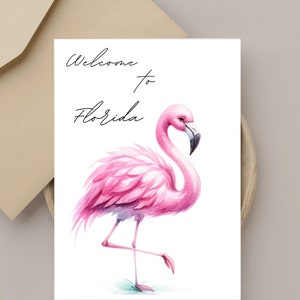 Flamant rose, tropical, bonne retraite, carte de voeux vierge, déménagement dans le Sunshine State, téléchargement immédiat, cadeaux pour eux, Floride