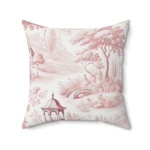 Pink French Toile Pattern Throw Pillow