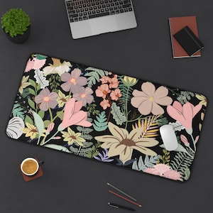 Cottagecore Desk Mat, Botanical Workspace Accessory, Floral Table Protector, Country Chic Office Decor, Farmhouse Mouse Pad