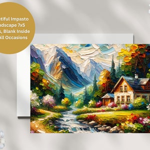 Biglietto d'auguri per baita di montagna - Versatile per ogni occasione, bellissima arte Impasto, interno vuoto, download istantaneo, alta risoluzione, stampabile