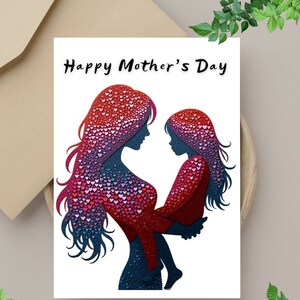 Abrazo de Amor - Tarjeta de Felicitación del Día de la Madre, Tarjeta en Blanco, Original, Tarjeta de Felicitación del Día de la Madre, Descarga Instantánea, Regalos para ella, Imprimible