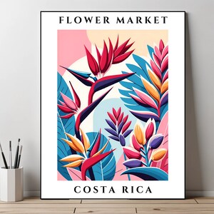 Costa Rica Print, Costa Rica Wall Art, Costa Rica Poster, Tropical Flowers, Travel Poster, Costa Rica Decor, High Resolution, Original Art