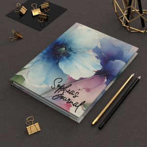 Personalized Hardcover Journal, Matte Finish - Original Watercolor Floral Design