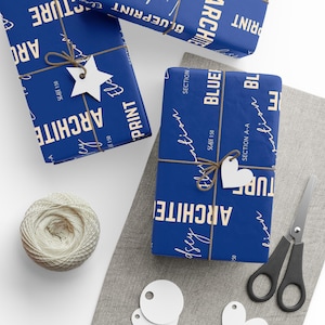 Papel de regalo personalizado para arquitectos, papel de regalo con nombre personalizado, papel con diseño de planos modernos, papel de regalo de arquitectura