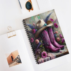 Cowgirl Floral Spiral Notebook - Perfect for Writing, Journaling, and Note-taking, Gift for Cowgirl Lovers, Floral Boots Design