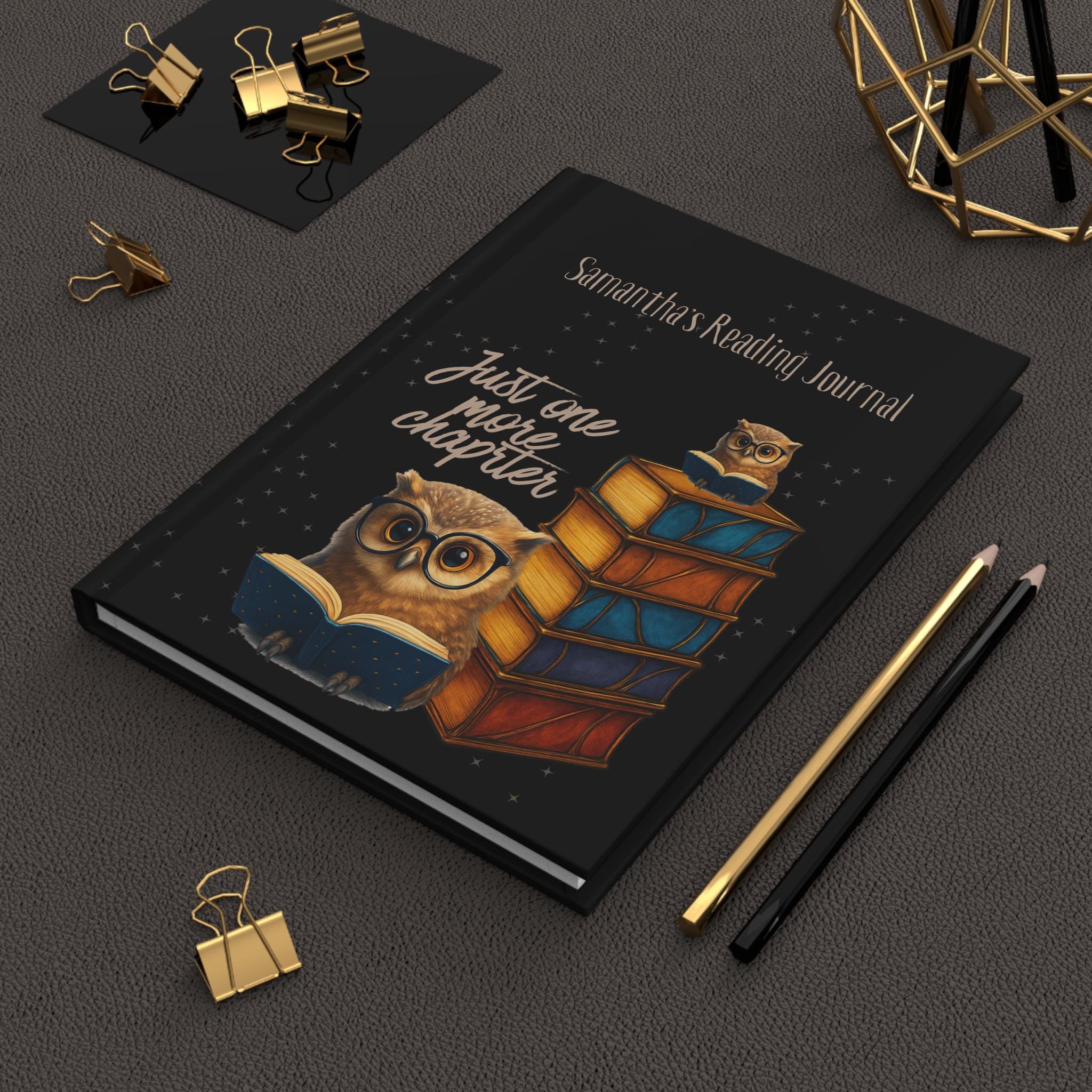 Personalized Reading Journal for Book Lovers, Custom Owl Hardcover Notebook Gift for Readers, Teache