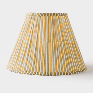 Candystripe Pleated Lamp Shade, Striped Lampshade, Yellow White Lamp Shade, Candy Stripe Lamp Shade, Pleat Lampshade, Statement Lampshade