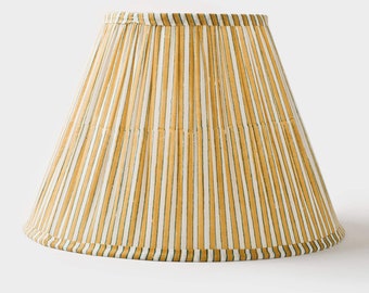 Candystripe Pleated Lamp Shade, Striped Lampshade, Yellow White Lamp Shade, Candy Stripe Lamp Shade, Pleat Lampshade, Statement Lampshade