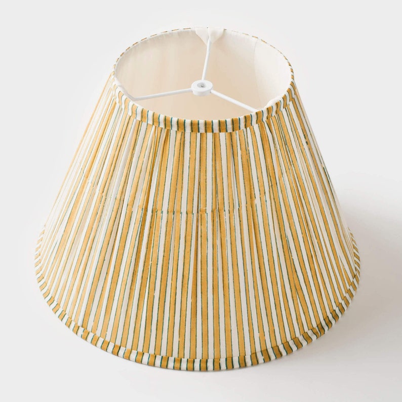 Candystripe Pleated Lamp Shade, Striped Lampshade, Yellow White Lamp Shade, Candy Stripe Lamp Shade, Pleat Lampshade, Statement Lampshade image 3