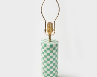 Checker Table Lamp, blue Table Lamp, Patterned Table Lamp, Checkered Lamp, Statement Lamp Base, Trendy Table Lamp, Checker Decor lamp