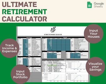 Retirement and Financial Independence Tracker | Retire Early Planner | Plan For An Early Retirement Now | Google Sheets Template
