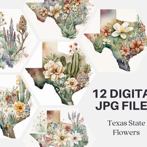 Texas State Flowers Printable Images, Digital Crafting Bundle, Paper ...