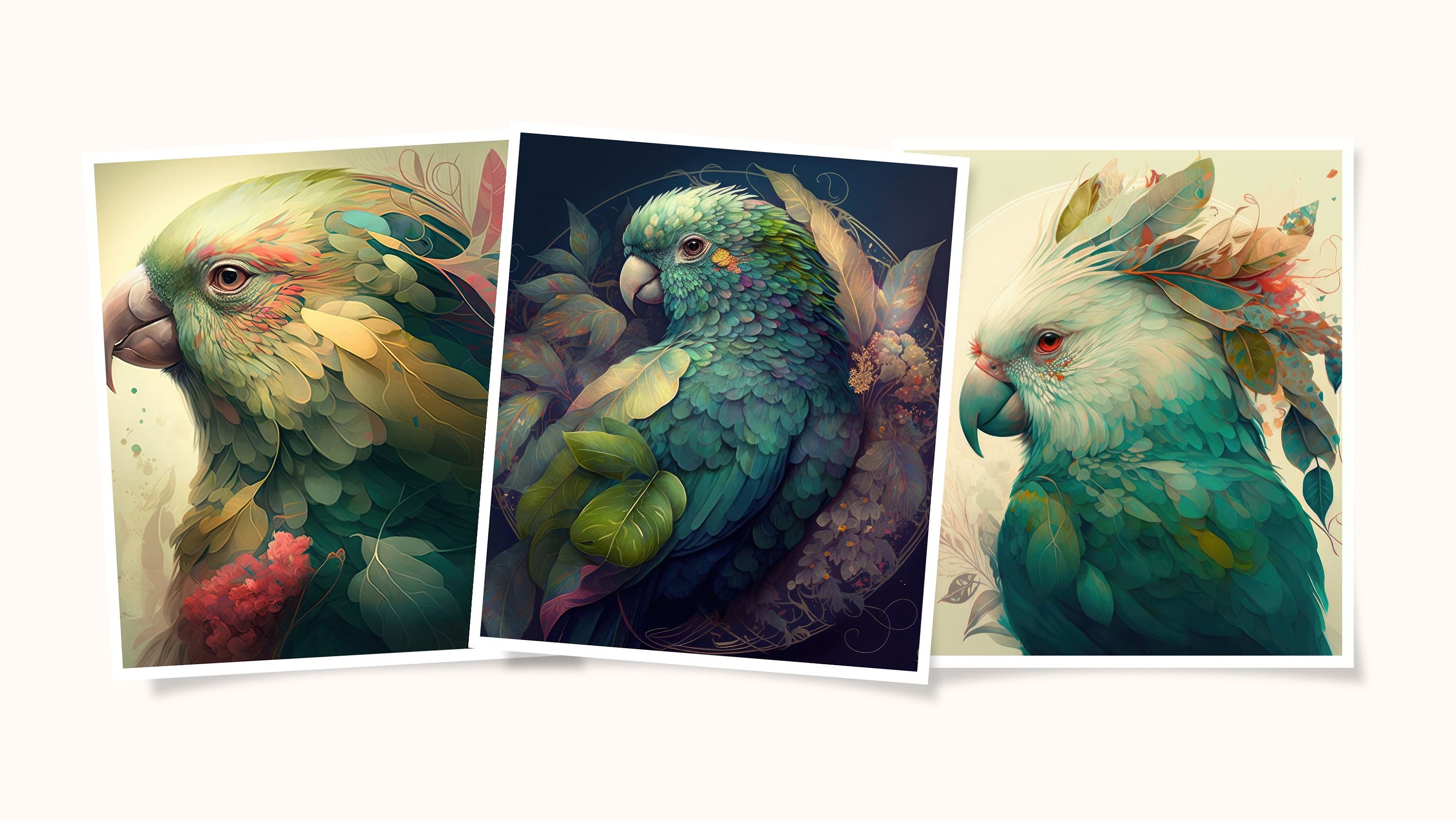 Watercolor Parrots Printable Art Bundle Printable Wall Art Etsy