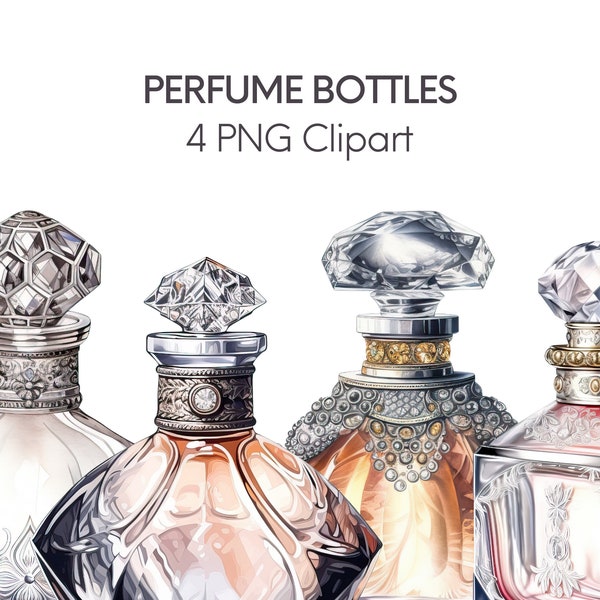 Victorian Perfume Bottles Clipart - 4 PNG Elements, Digital Download, Commercial Use - Vintage Perfume Bottle Graphics, Elegant Victorian