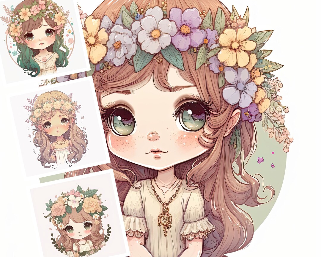 Pastel Chibi Girl Clip Art Printable Digital Illustrations Etsy