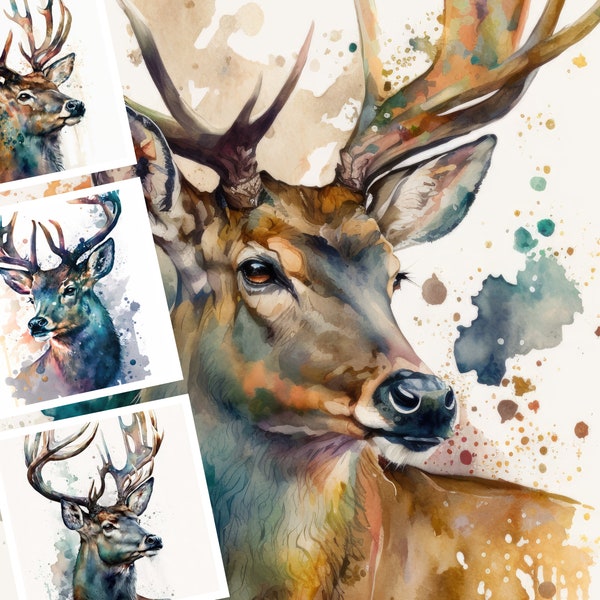 Watercolor Deer - Etsy