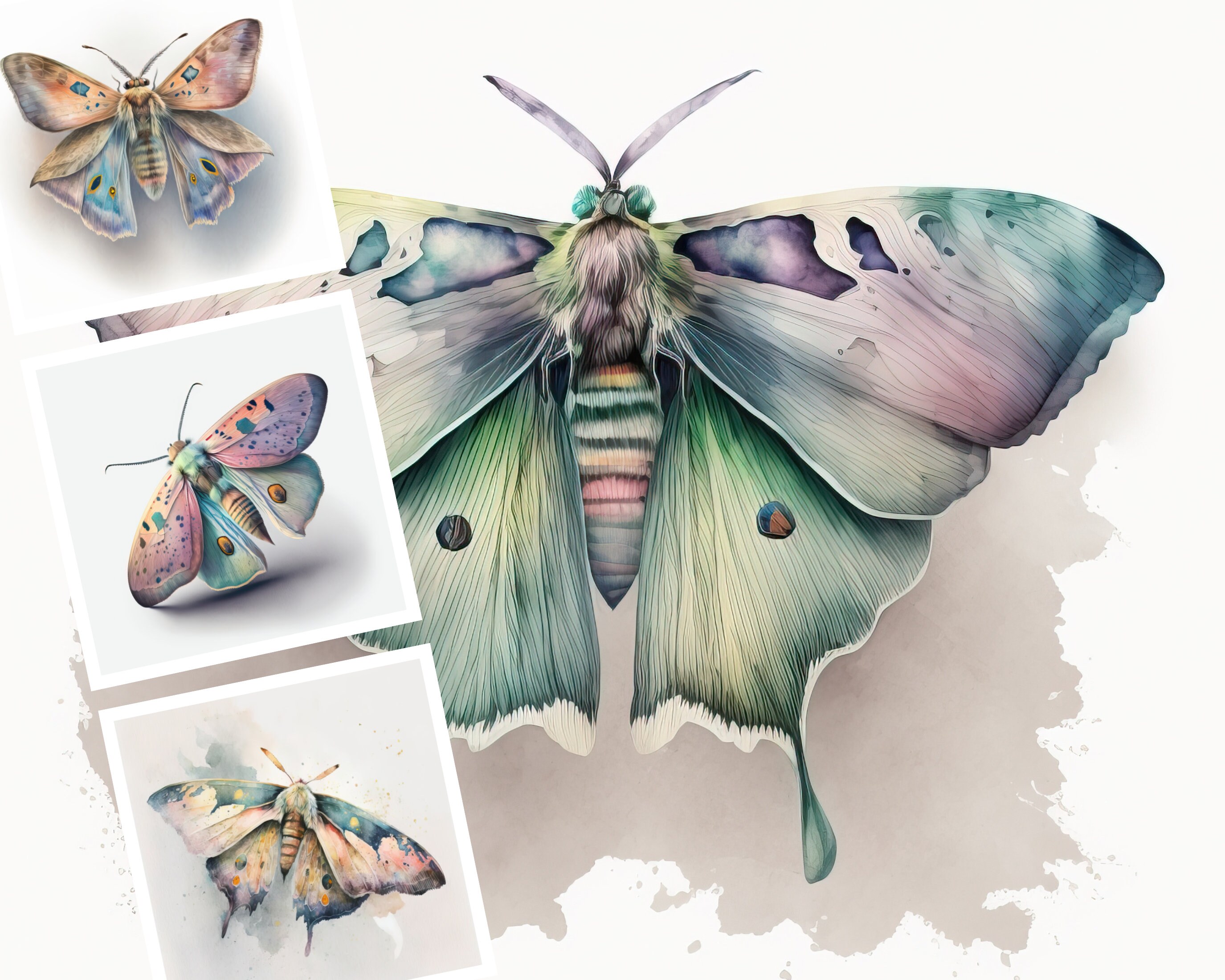 Pastel Moths Clipart Bundle 19 JPG Files Digital Art for Etsy