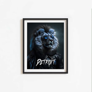 Detroit Lions Wall Art Poster Modern Digital Download Office Wall Art Game Room Poster Mancave Decor Football Wall Art NFL Team Poster