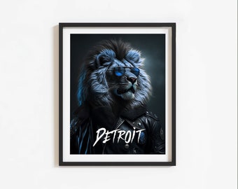 Detroit Lions Wall Art Poster Modern Digital Download Office Wall Art Game Room Poster Mancave Decor Football Wall Art NFL Team Poster