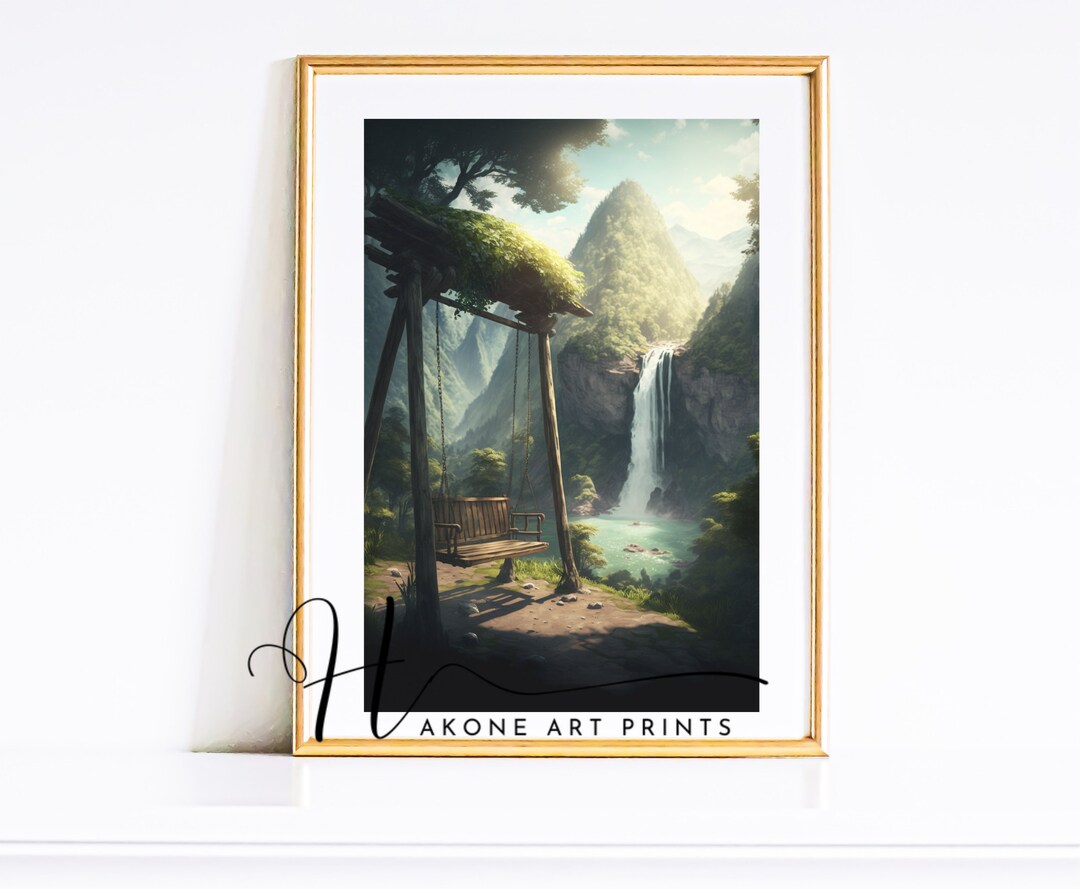 Waterfall Swing Set Digital Download Art Print INSTANT DOWNLOAD