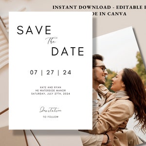 Hochzeitseinladung || Bearbeitbare Einladung || Personalisierbare Karten || Minimalistische Karte || Digitale Einladung || Personalisierte Karten