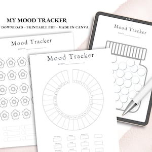 Mood Trackers || Digital mood tracker || Mood journal || Printable tracker || Digital tracker || Emotion tracking || Habit tracking