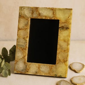 Handcrafted Agate Photo Frame • Natural Stone Picture Frame • Gift for Housewarming & Anniversary