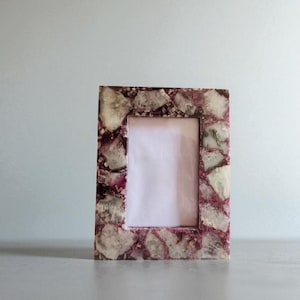 Agate Crystal Photo Frame – Handmade Gemstone Picture Frame – Luxury Boho Home Decor Gift, Geode Stone Picture Frame, Boho Gift for Her