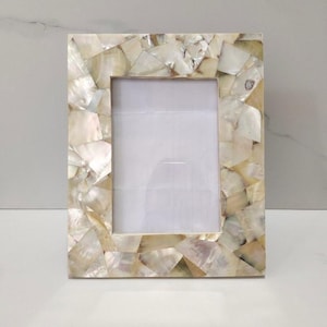 Handmade Mother of Pearl Photo Frame | Real Shell Picture Frame for 4x6 or 5x7 | Luxury Gift & Home Decor | Shell Inlay Frame from India
