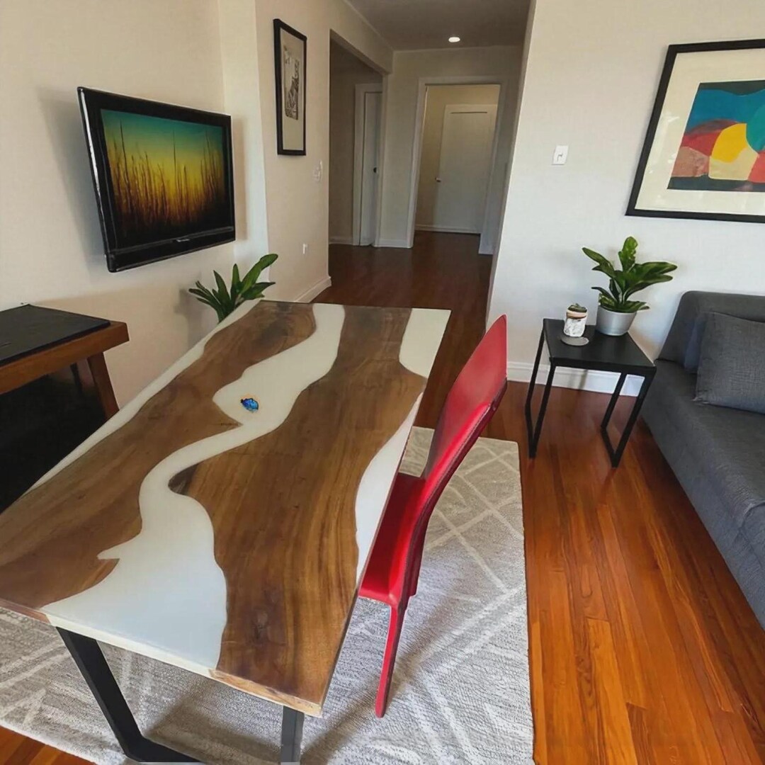 Handmade Live Edge Walnut River Table: Epoxy Resin Desk - Etsy